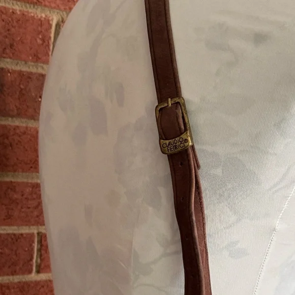 Claudio Ferrici Brown Suede Adjustable Strap Crossbody - Picture 3 of 8